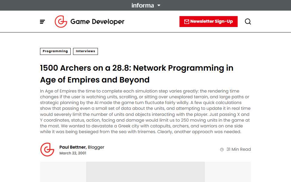 Screenshot of www.gamedeveloper.com captured 2026-07-20