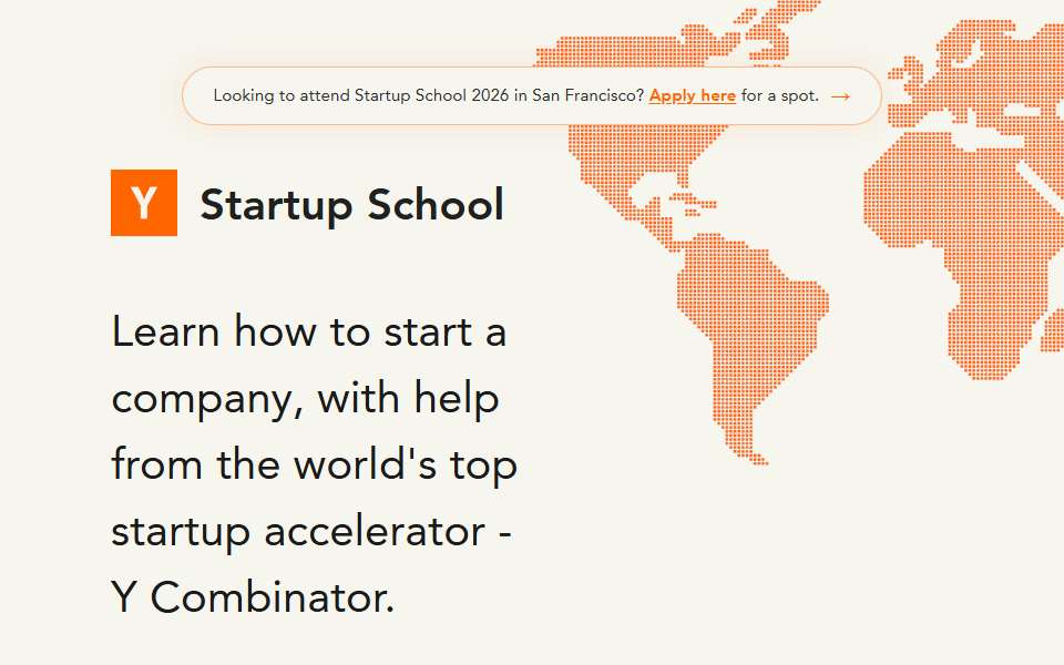 Screenshot of startupschool.org captured 2026-07-20