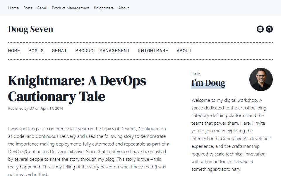 Screenshot of dougseven.com captured 2026-07-20