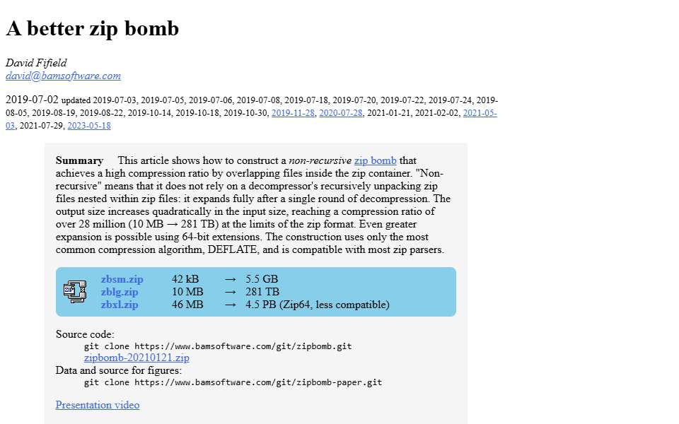 Screenshot of www.bamsoftware.com captured 2026-07-20