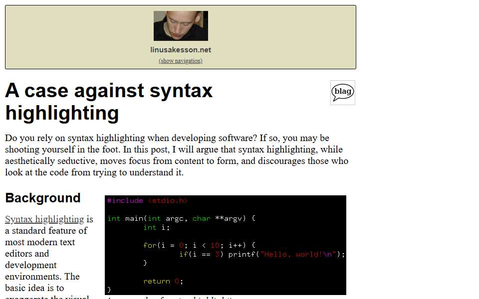 Screenshot of www.linusakesson.net captured 2026-07-20