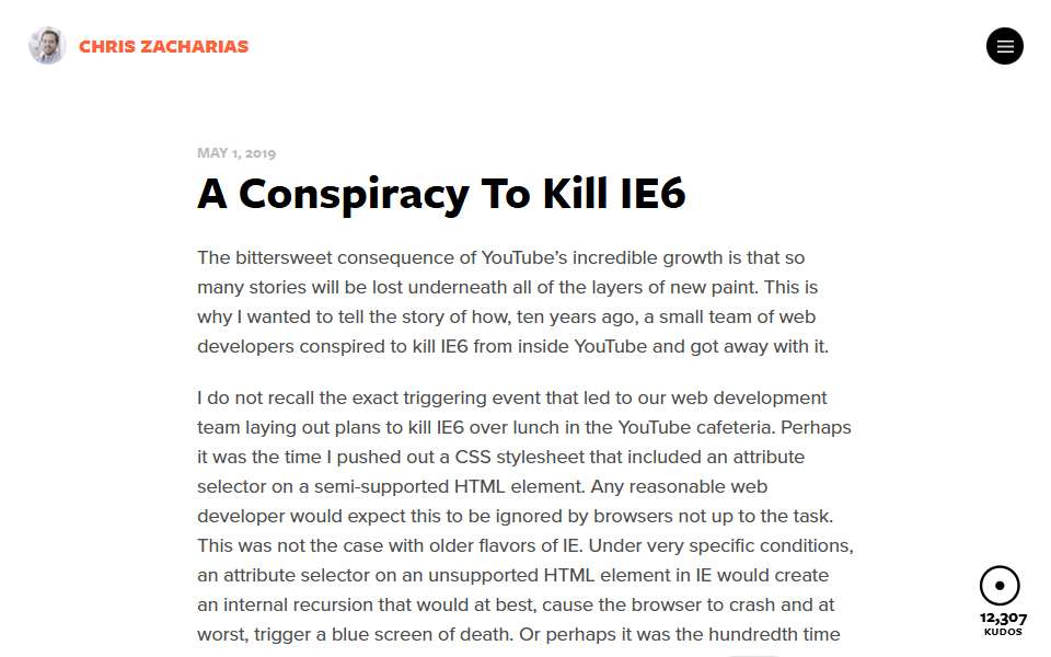 Screenshot of blog.chriszacharias.com captured 2026-07-20