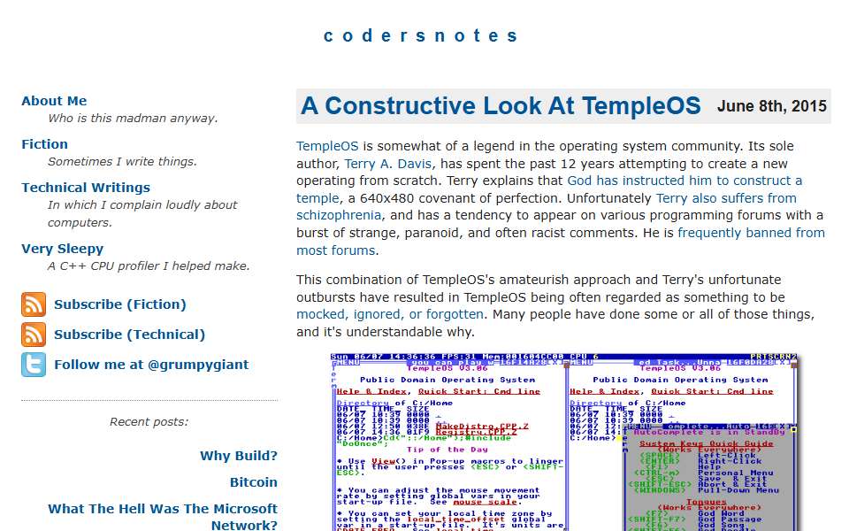 Screenshot of www.codersnotes.com captured 2026-07-20