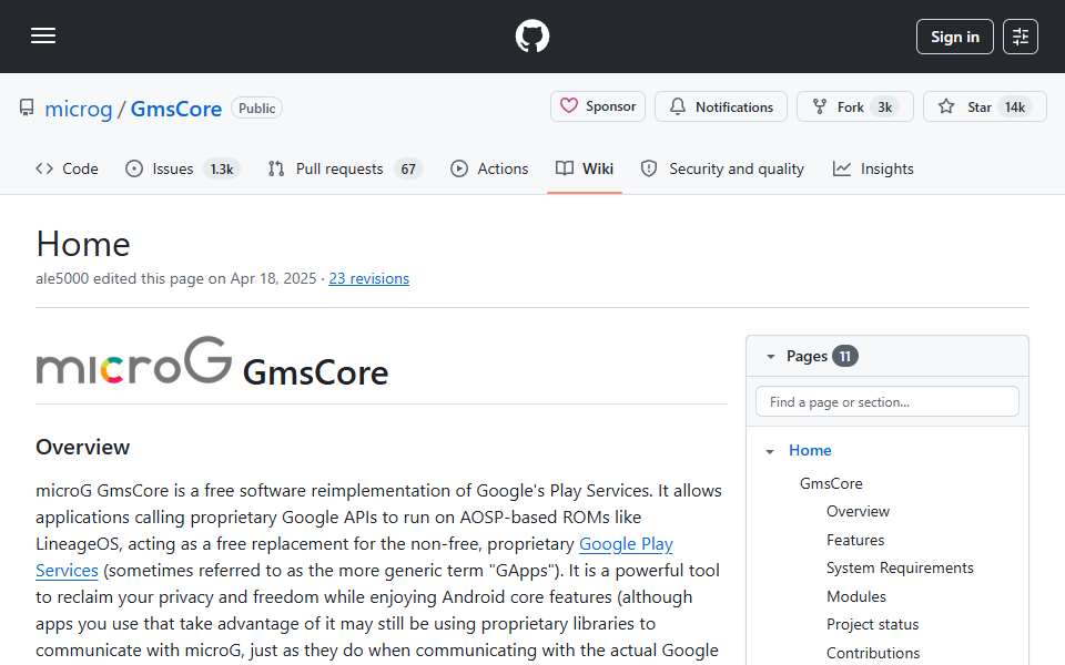Screenshot of microg.org captured 2026-07-20
