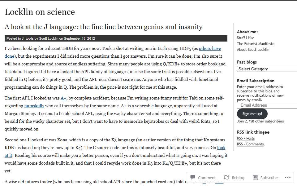 Screenshot of scottlocklin.wordpress.com captured 2026-07-20