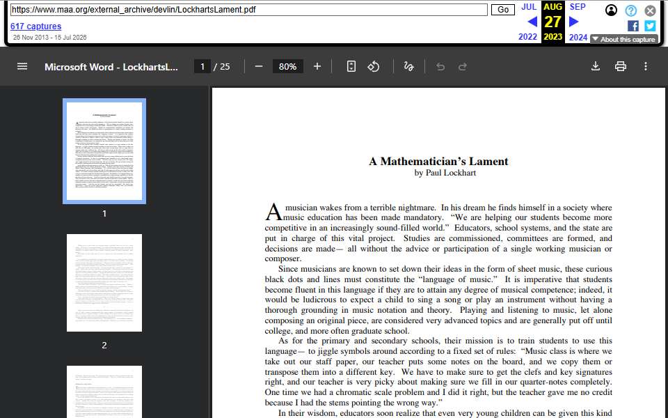Screenshot of www.maa.org captured 2026-07-20