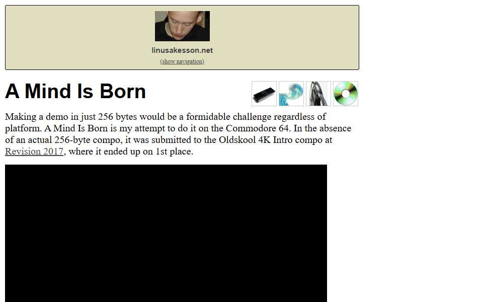 Screenshot of linusakesson.net captured 2026-07-20