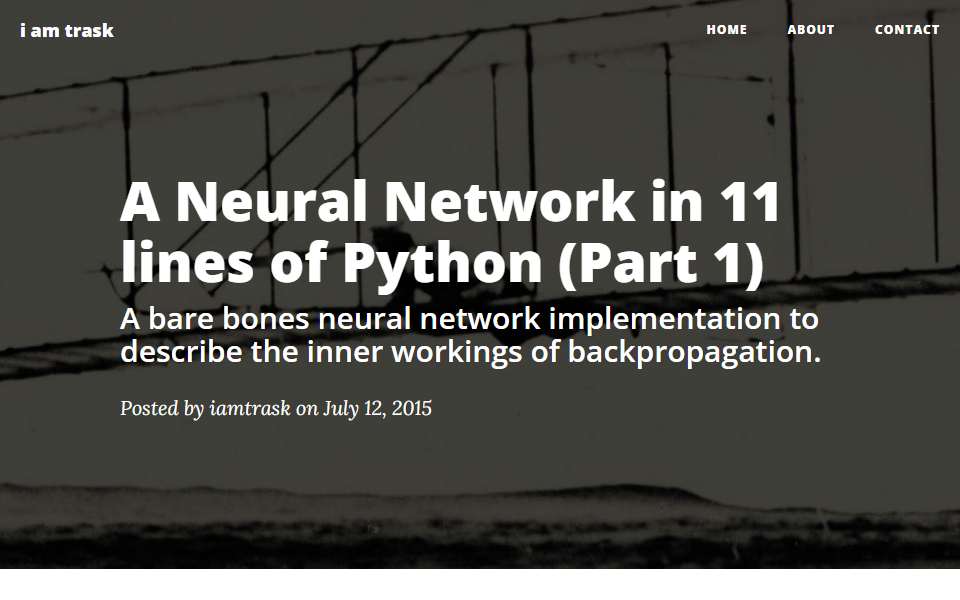 Screenshot of iamtrask.github.io captured 2026-07-20
