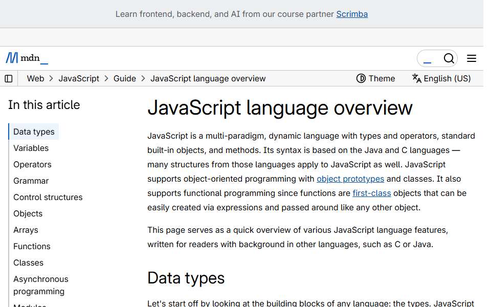 Screenshot of developer.mozilla.org captured 2026-07-20