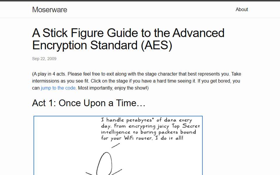 Screenshot of www.moserware.com captured 2026-07-20