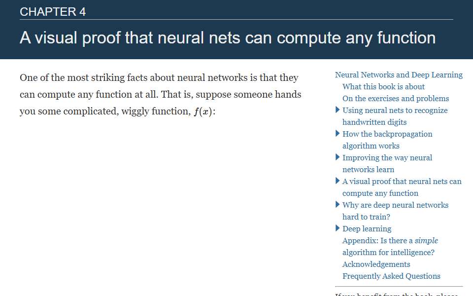 Screenshot of neuralnetworksanddeeplearning.com captured 2026-07-20