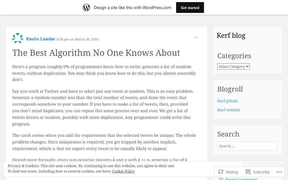 Screenshot of getkerf.wordpress.com captured 2026-07-20