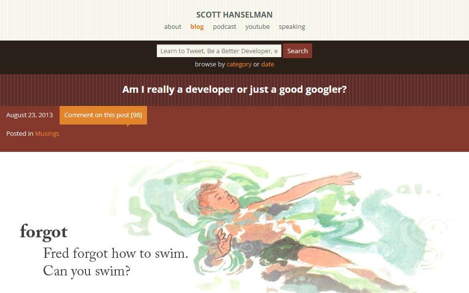Screenshot of www.hanselman.com captured 2026-07-20