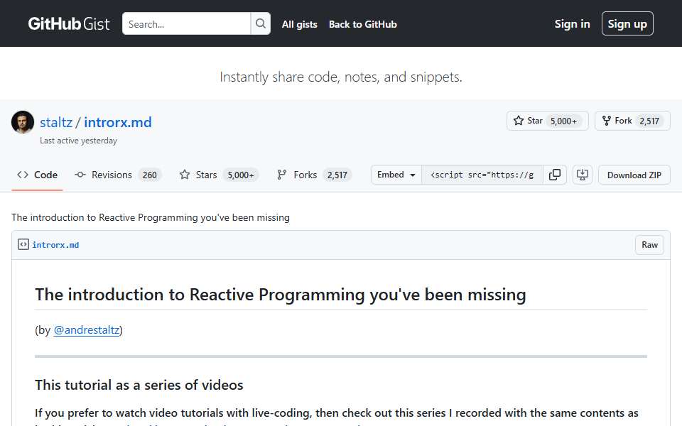 Screenshot of gist.github.com captured 2026-07-20