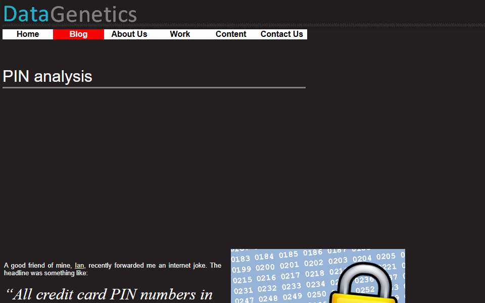 Screenshot of www.datagenetics.com captured 2026-07-20