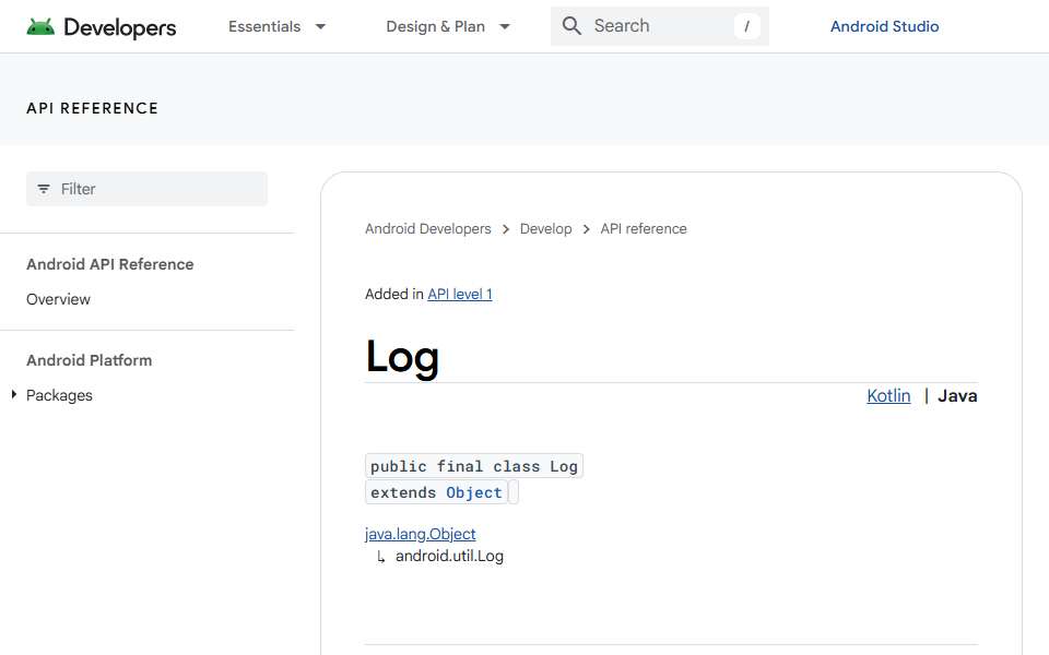 Screenshot of developer.android.com captured 2026-07-20