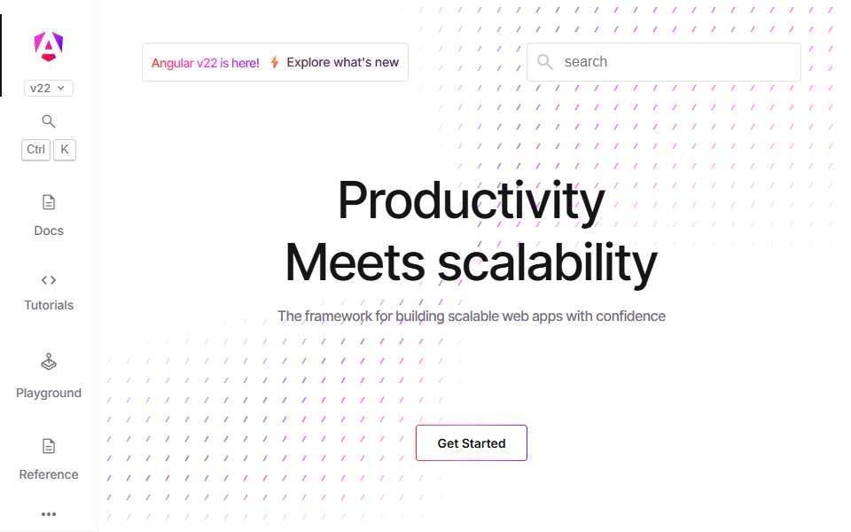 Screenshot of angular.io captured 2026-07-20
