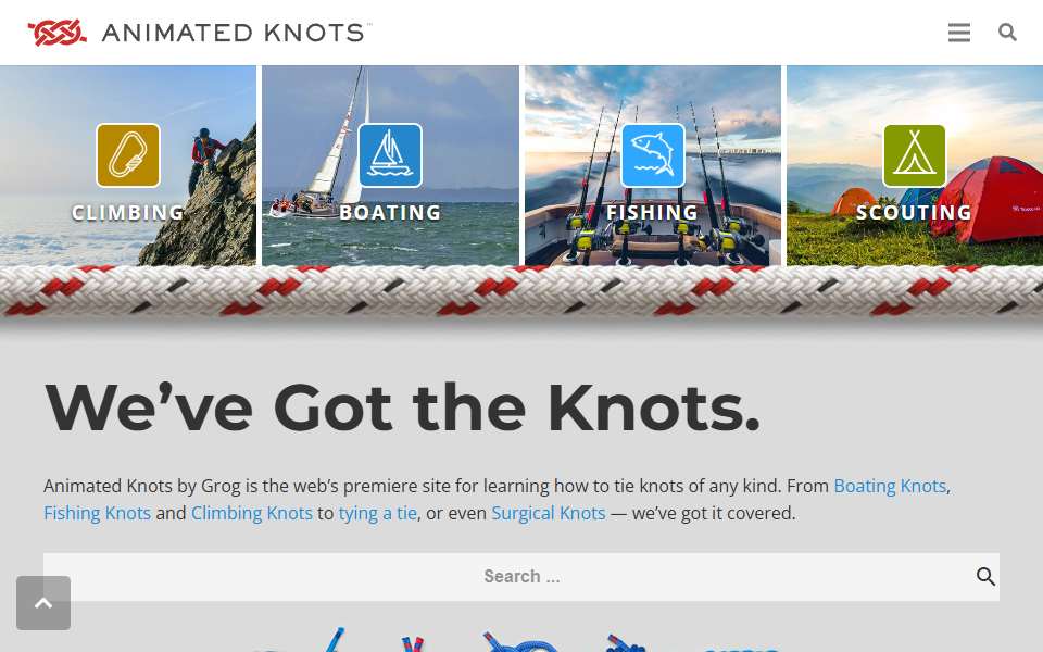 Screenshot of www.animatedknots.com captured 2026-07-20