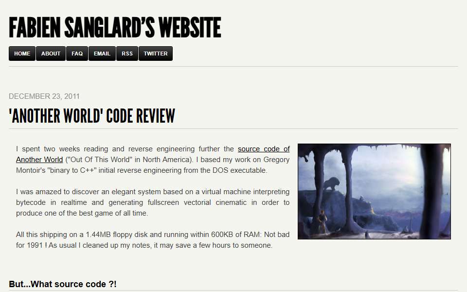 Screenshot of fabiensanglard.net captured 2026-07-20