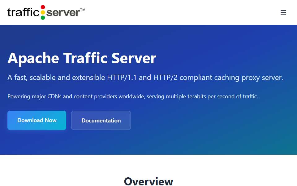 Screenshot of trafficserver.apache.org captured 2026-07-20