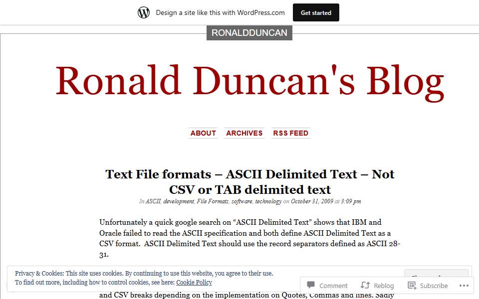 Screenshot of ronaldduncan.wordpress.com captured 2026-07-20