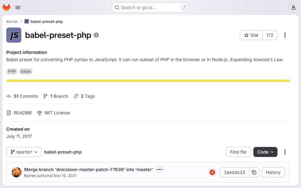 Screenshot of gitlab.com captured 2026-07-20