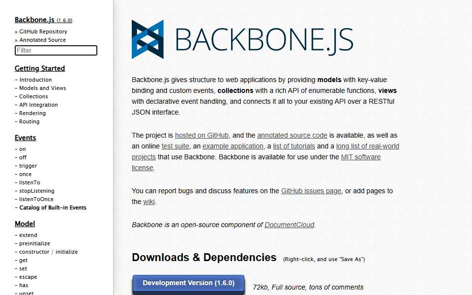 Screenshot of backbonejs.org captured 2026-07-20