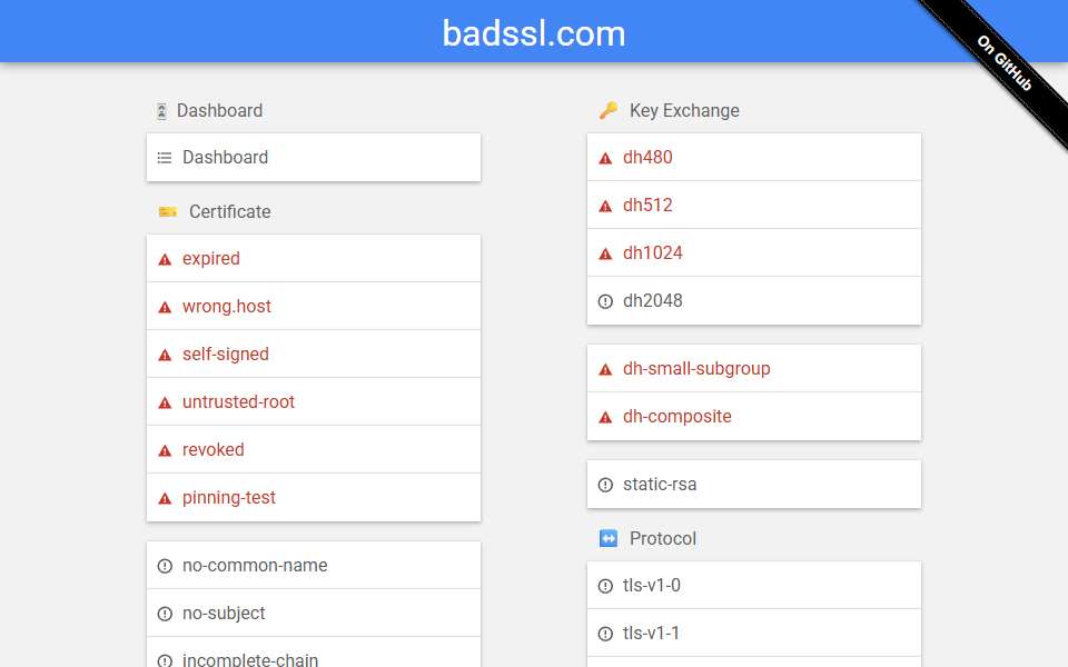 Screenshot of badssl.com captured 2026-07-20