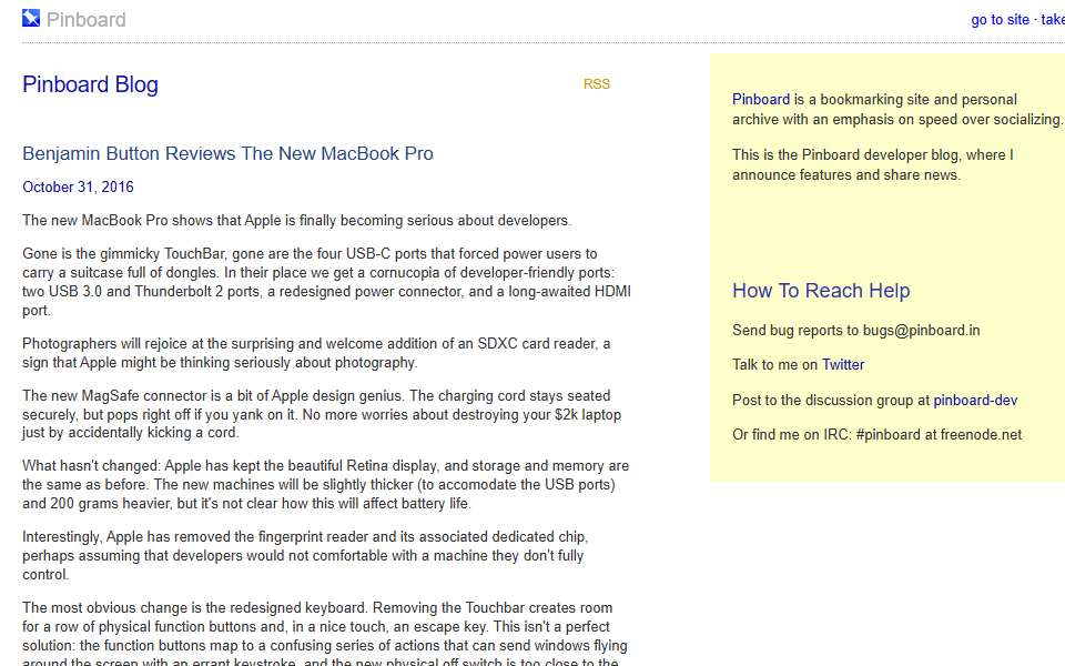 Screenshot of blog.pinboard.in captured 2026-07-20
