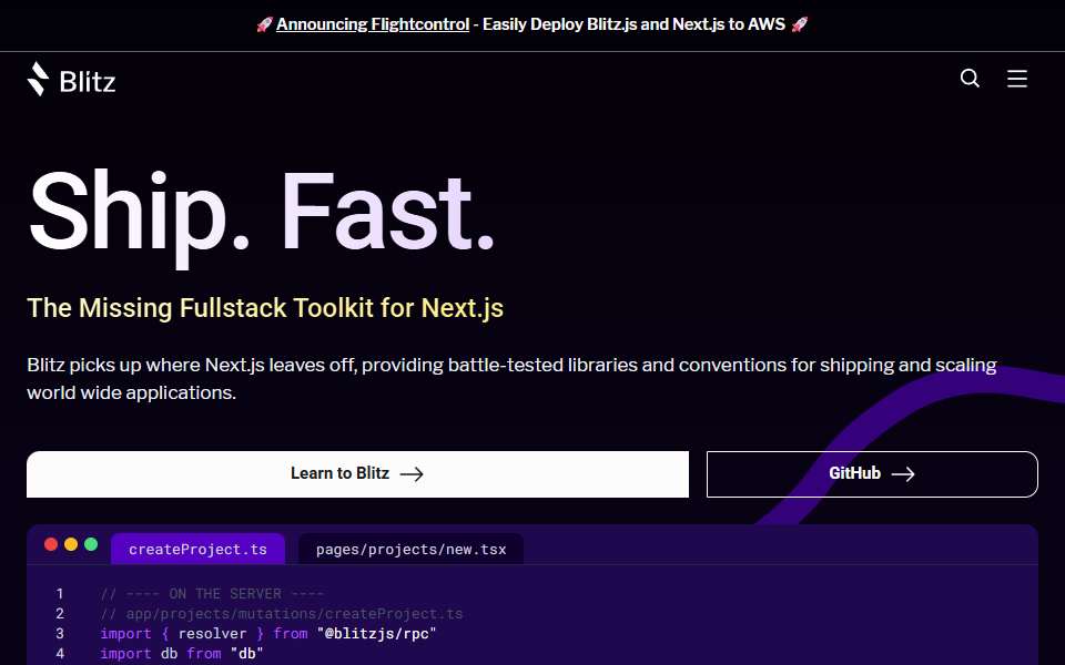 Screenshot of blitzjs.com captured 2026-07-20