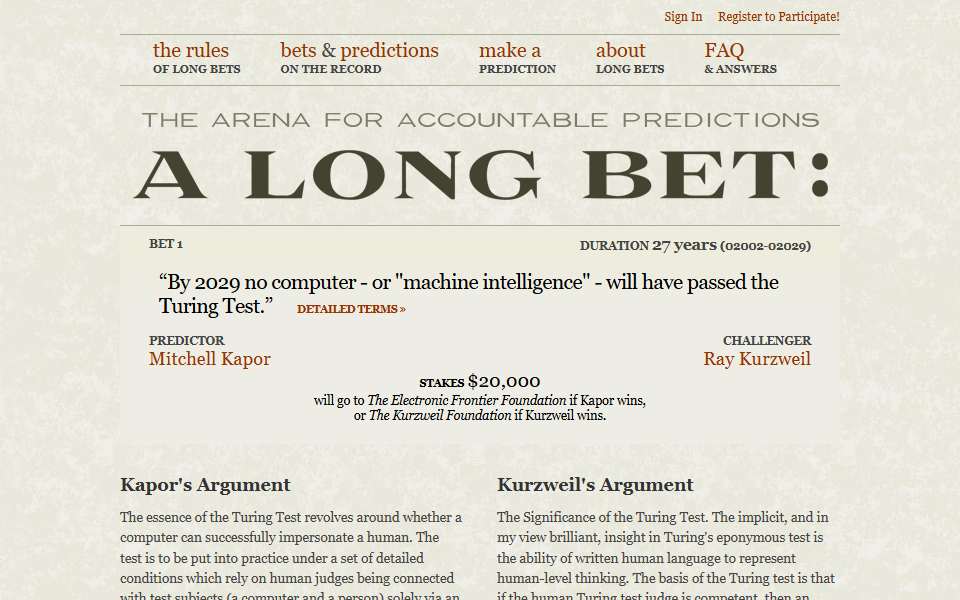 Screenshot of longbets.org captured 2026-07-20