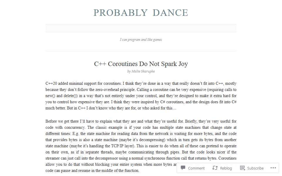 Screenshot of probablydance.com captured 2026-07-20