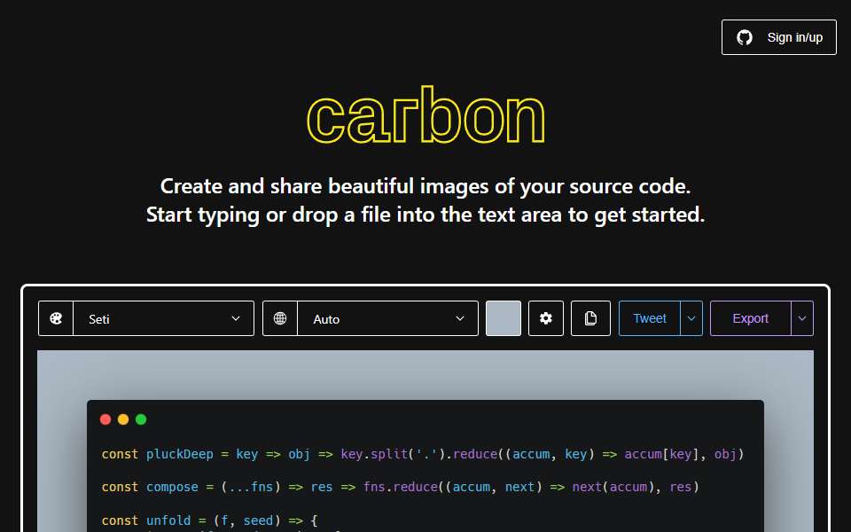 Screenshot of carbon.now.sh captured 2026-07-20