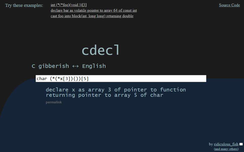 Screenshot of cdecl.org captured 2026-07-20