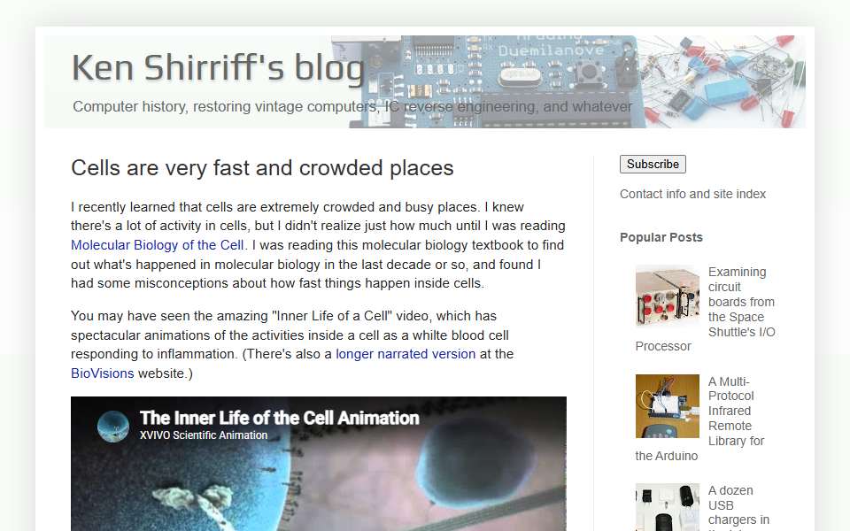 Screenshot of www.righto.com captured 2026-07-20
