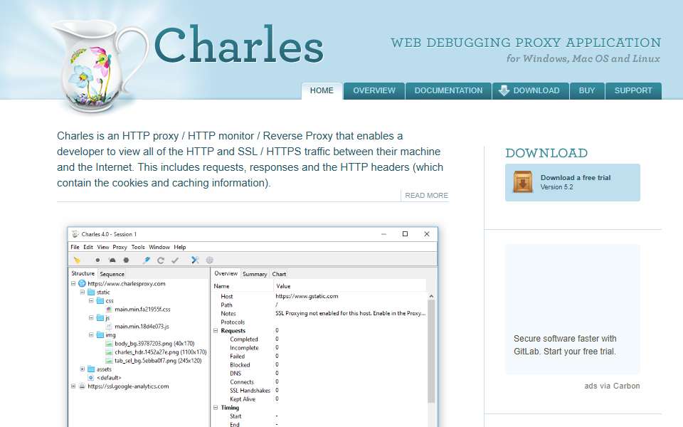 Screenshot of www.charlesproxy.com captured 2026-07-20