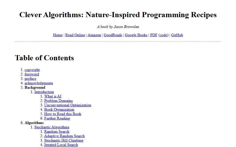 Screenshot of www.cleveralgorithms.com captured 2026-07-20