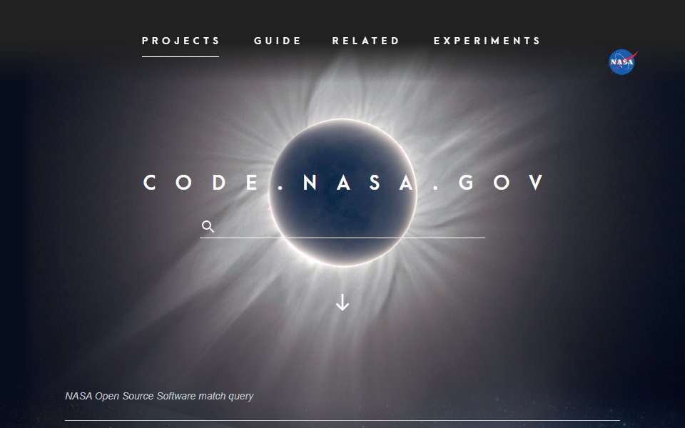 Screenshot of code.nasa.gov captured 2026-07-20
