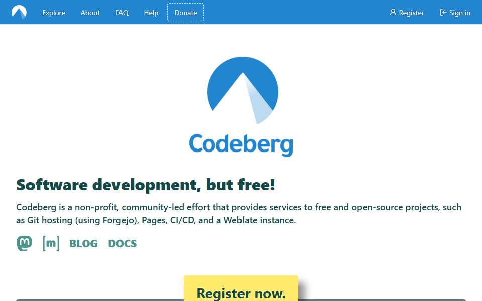 Screenshot of codeberg.org captured 2026-07-20