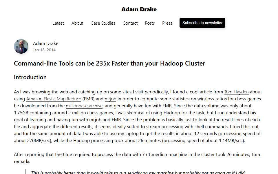 Screenshot of adamdrake.com captured 2026-07-20