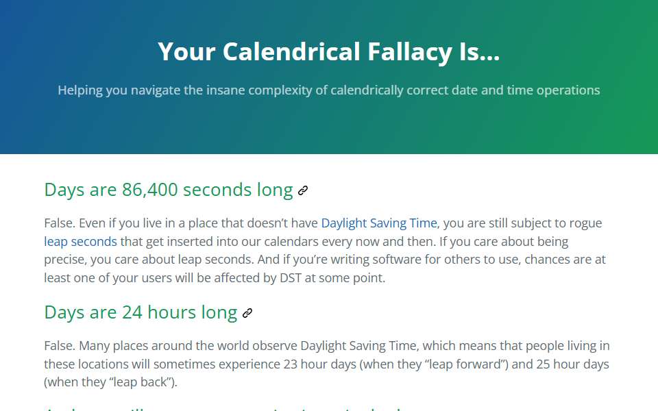 Screenshot of yourcalendricalfallacyis.com captured 2026-07-20