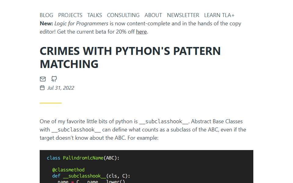 Screenshot of www.hillelwayne.com captured 2026-07-20