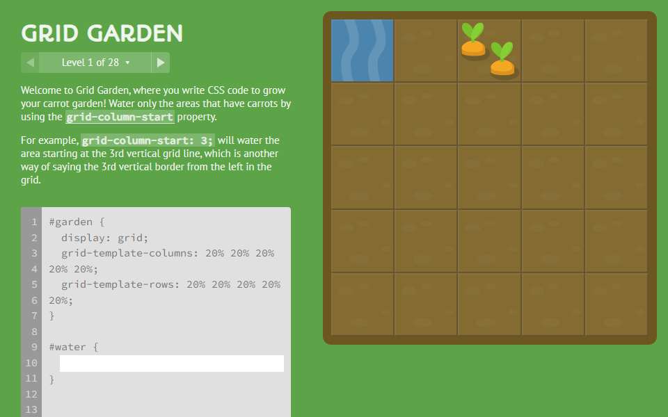 Screenshot of cssgridgarden.com captured 2026-07-20