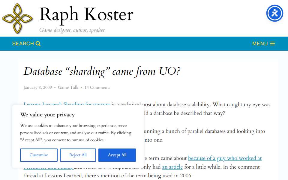 Screenshot of www.raphkoster.com captured 2026-07-20