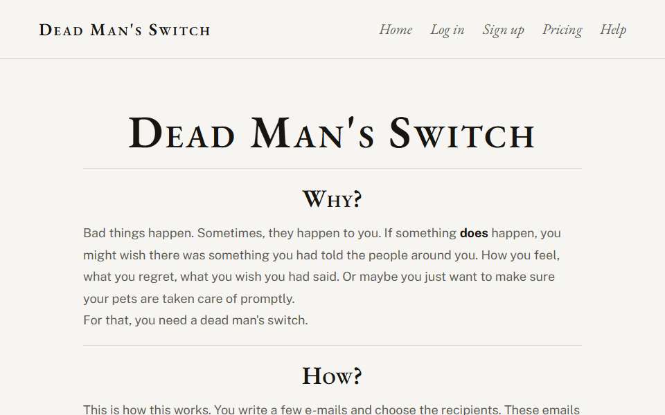 Screenshot of www.deadmansswitch.net captured 2026-07-20