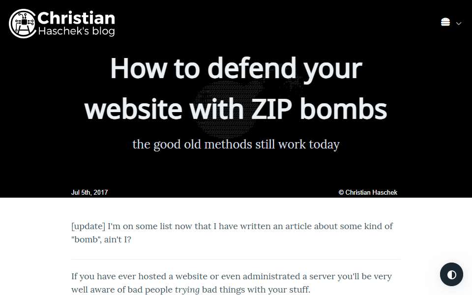 Screenshot of blog.haschek.at captured 2026-07-20