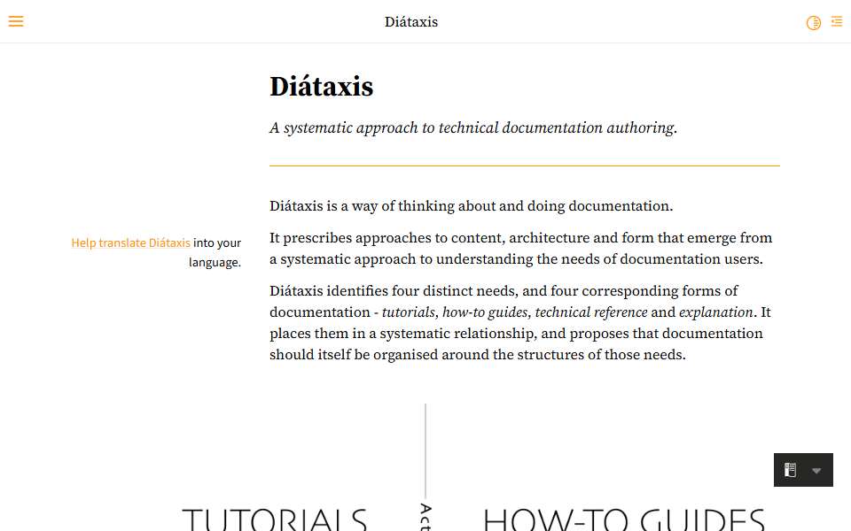Screenshot of diataxis.fr captured 2026-07-20