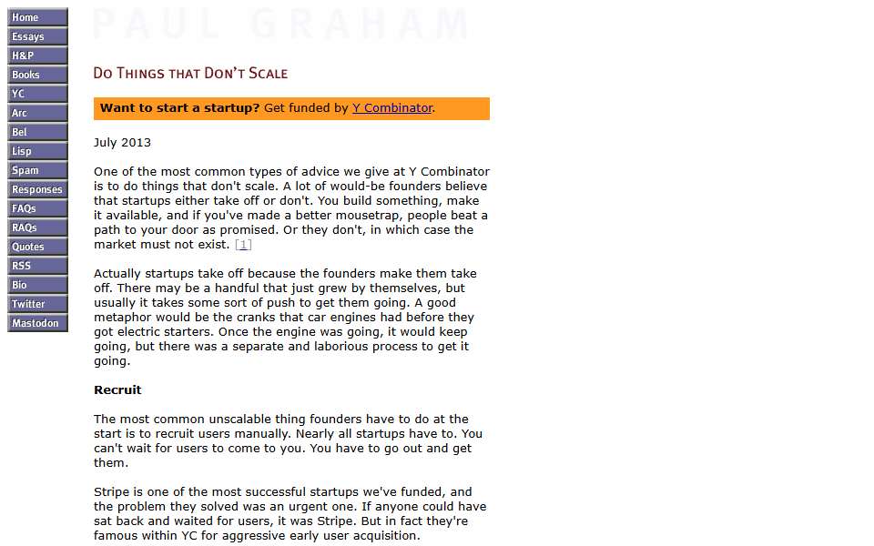 Screenshot of paulgraham.com captured 2026-07-20