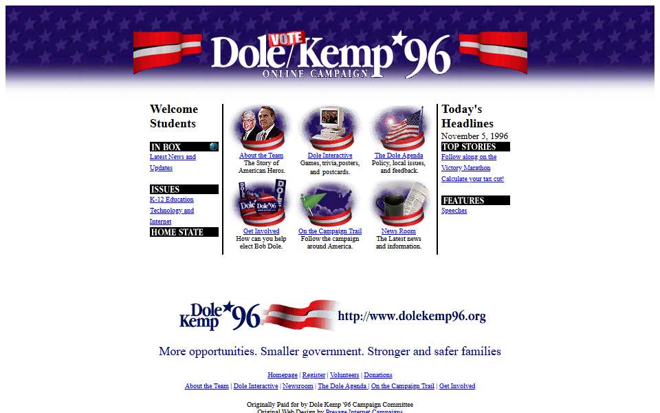 Screenshot of www.dolekemp96.org captured 2026-07-20