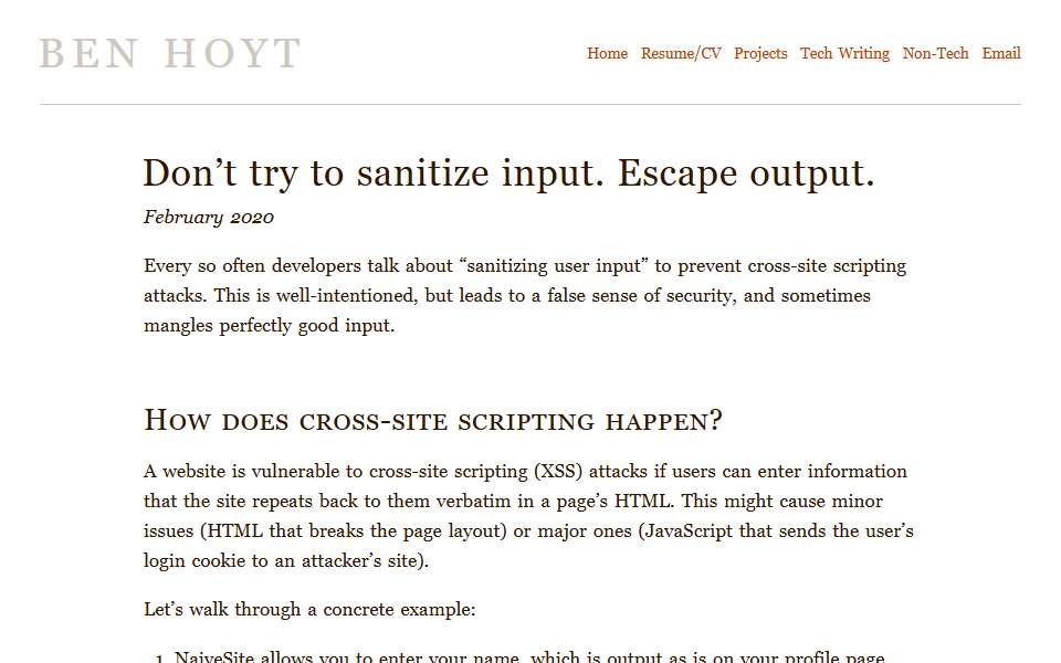 Screenshot of benhoyt.com captured 2026-07-20